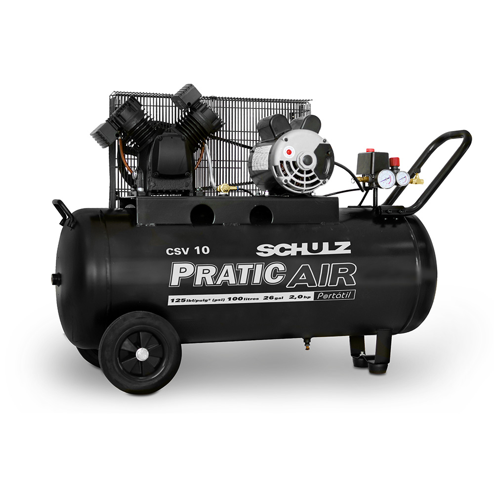 Compresor Pratic Air CSV 10.1/100 con ruedas - 10 pcm 100 litros 2 hp