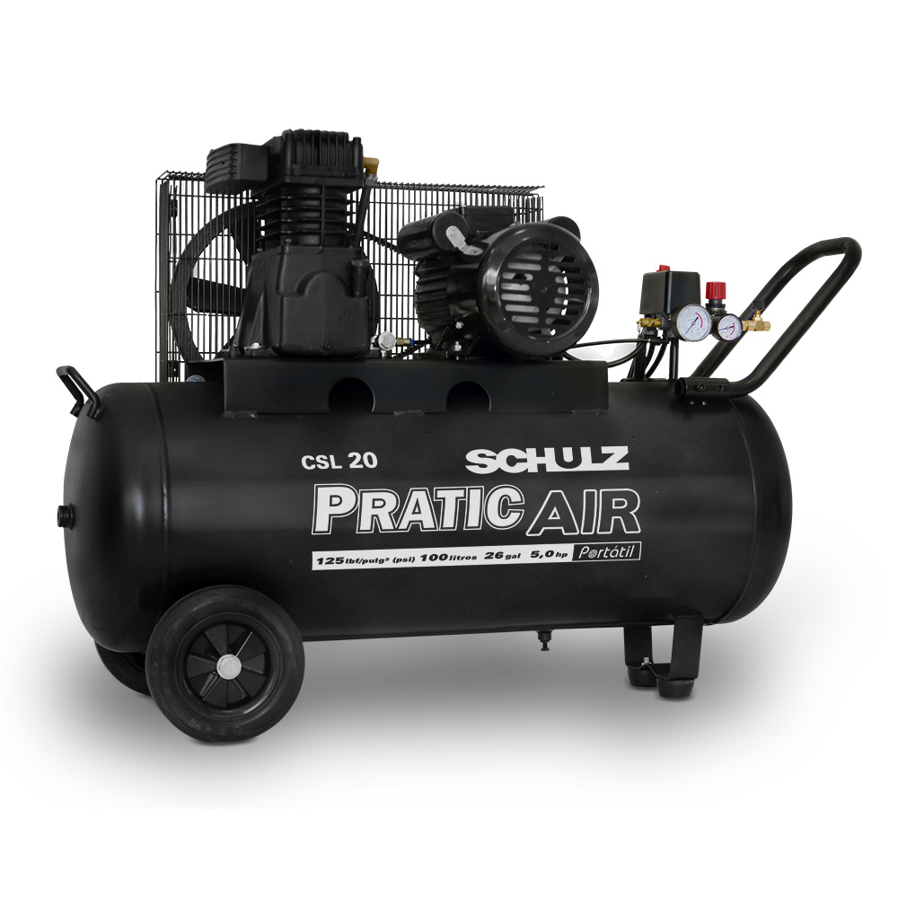 Compresor Pratic Air CSL 20.1/100 con ruedas - 20 pcm 100 litros 5,5 hp